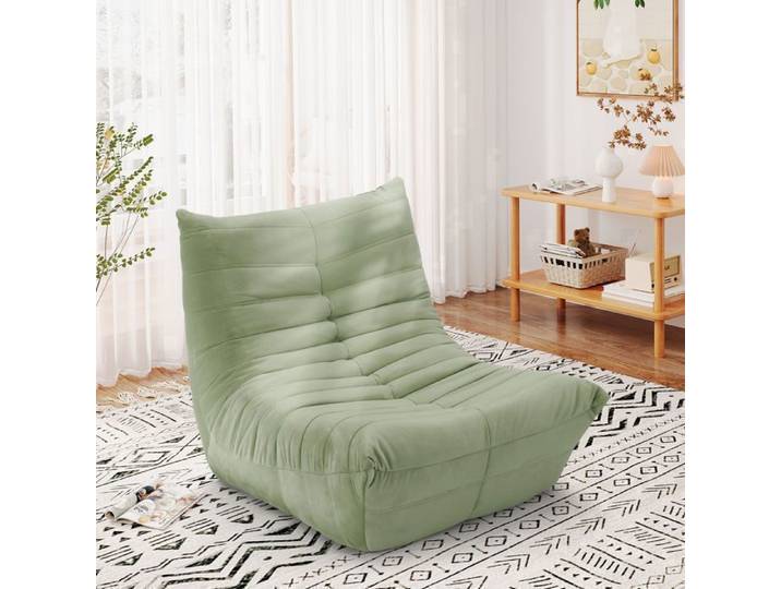 Fauteuil Canapé Scandinave Confortable Fauteuil de sol paresseux 1 Place Scandinave Pouf Lazy 80x85x84cm Vert