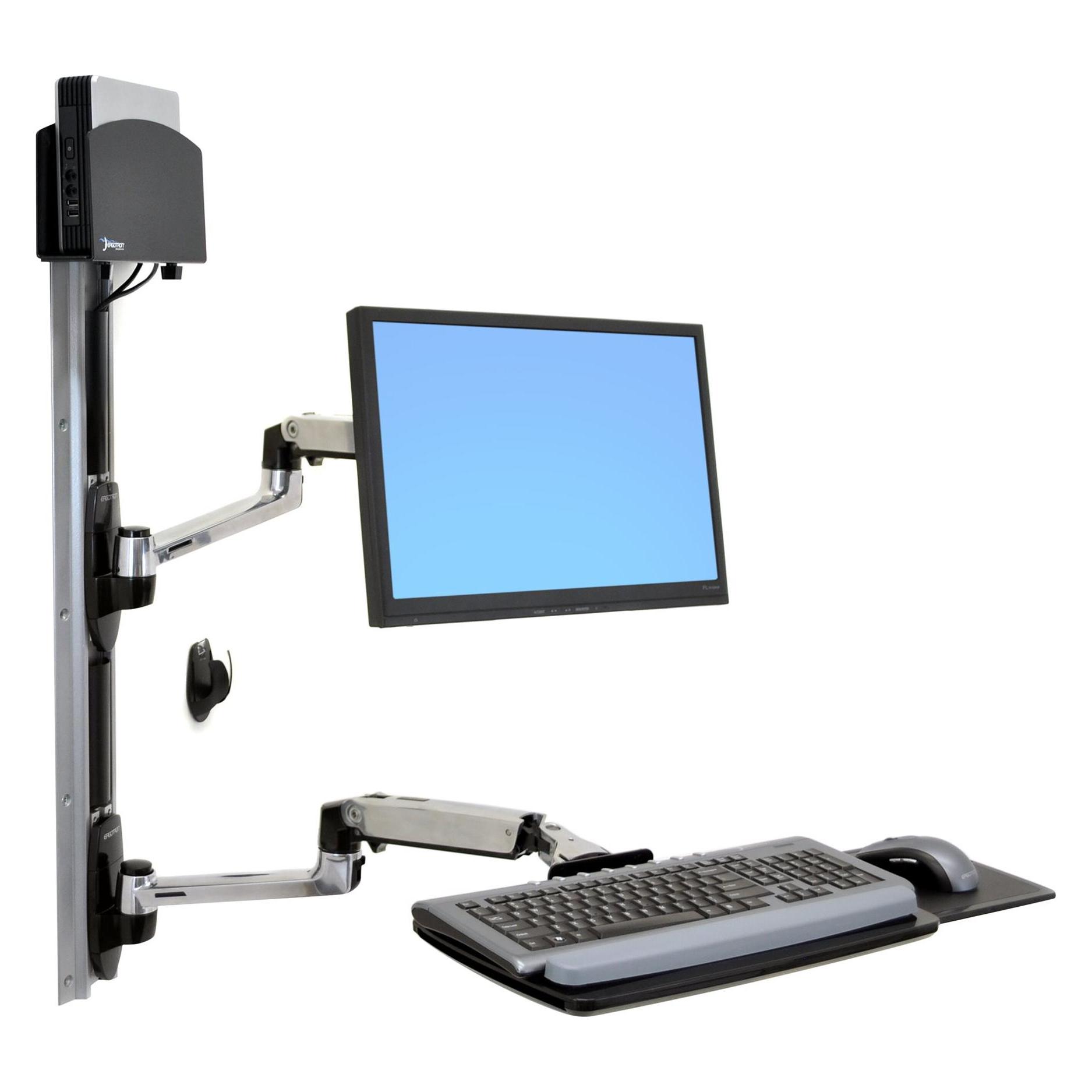 Ergotron LX Wall Mount System with Small CPU Holder - Befestigungskit (CPU-Halter, Mausha (Wand, 27", 9.10 kg) (45-253-026)
