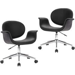 vidaXL Esszimmerstühle 2 Stk. Drehbar Schwarz Kunstleder