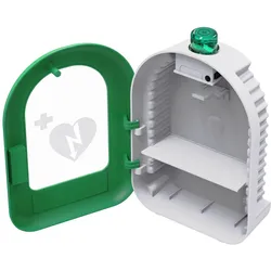 Universeller AED-PVC-Wandkasten, grün für innen mit Ton- und Lichtalarm