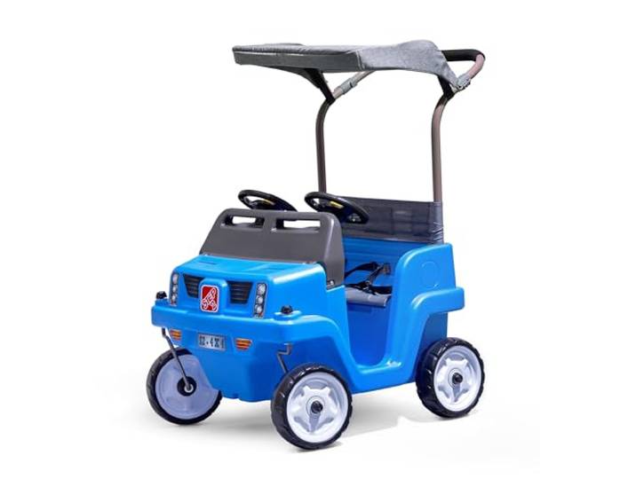 Step2 Side-By-Side Push Around SUV Kinderauto/Rutscher für Zwei Kinder Spielzeug Auto mit Schiebestange in Blau Kinderfahrzeug/Rutscherauto ab 1.5 Jahre