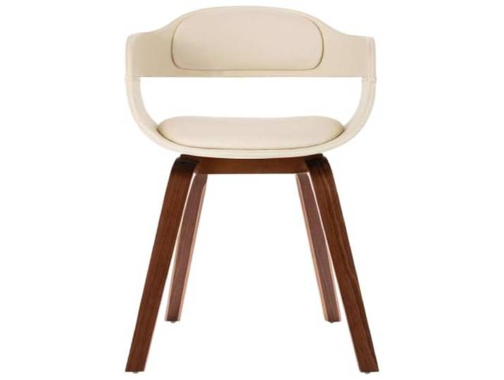 KLGBNCVE Esszimmerstuhl Weiß Bugholz und Kunstleder Ergonomisches Design, pflegeleichter Kunstlederbezug, schaumstoffgepolstert, robustes Bugholzgestell, bis 110 kg