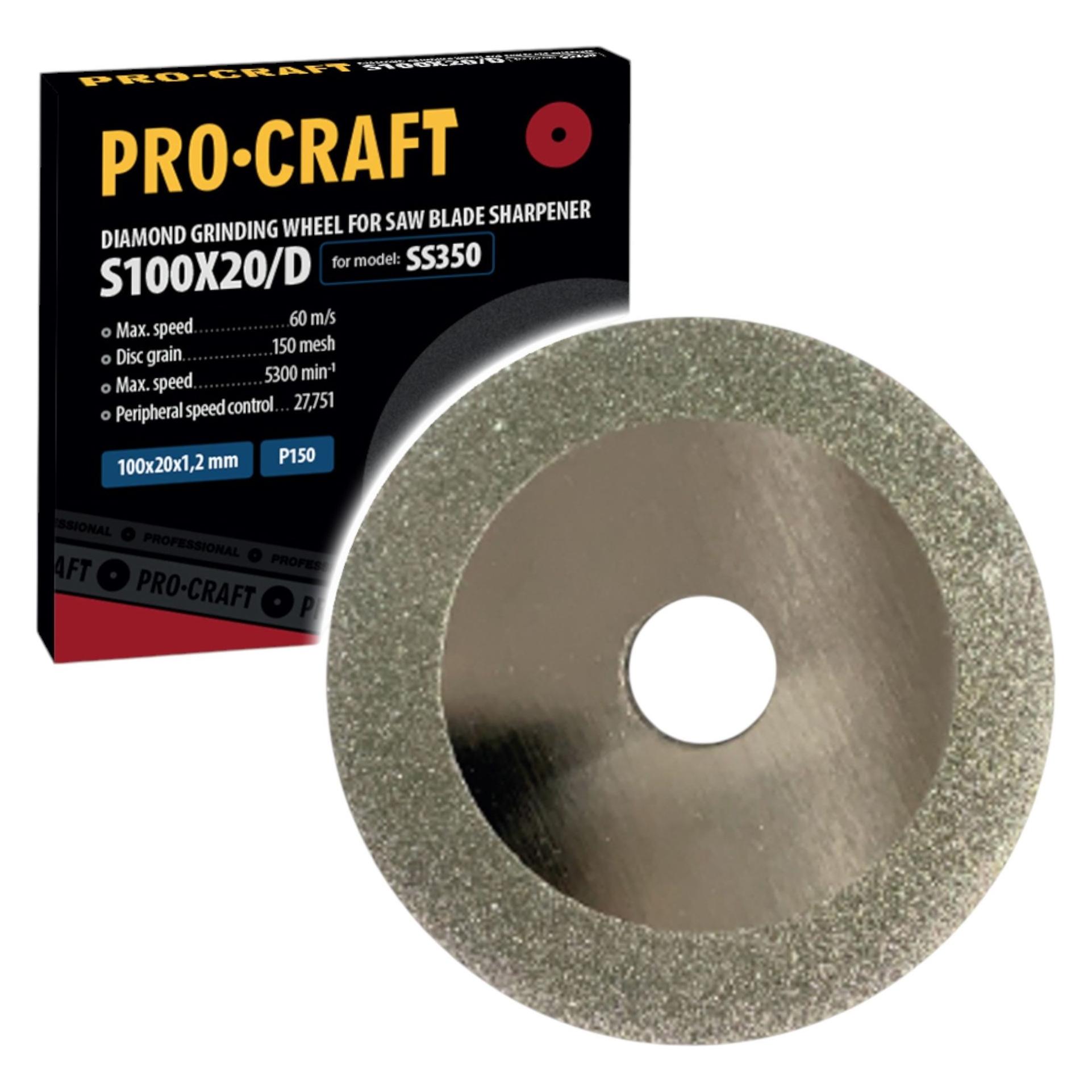 Procraft S100X20/D Diamantschleifscheibe 100 mm für SS350 Schärfgerät (P150) (S100X20/D)