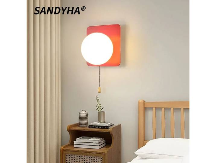 SANDYHA Style nordique applique coloré abat-jour conception boule de verre lumière LED chambre d'enfants décoration salon éclairage