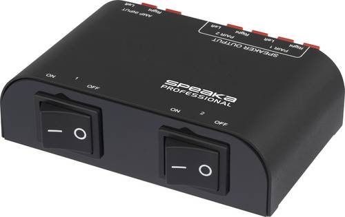 SpeaKa Professional 2 Port Lautsprecher-Umschalter Klemmanschluss Metallgehäuse Schwarz