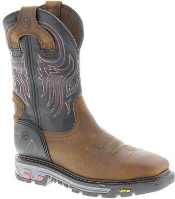 "Justin Original Workboots Tanker 11"" Steel Square Toe - Mens 15 Brown Boot E2"