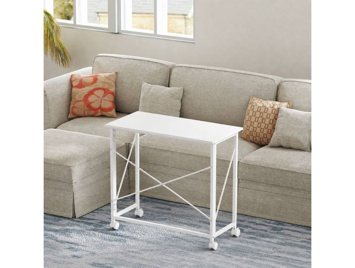 HOMCOM Bureau Pliant 80x40cm sur Roulettes Blanc Compact