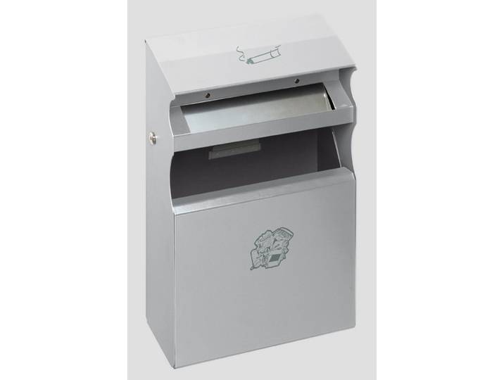 PROREGAL® Aschenbecher Eckiger Kombiascher Einwurfblende 15L 54x30x14cm Silber