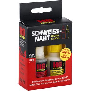 HG-Power-Glue 2-Komponenten-Kleber Schweißnaht 60g, auf Acrylat Basis, transparent, wasserfest