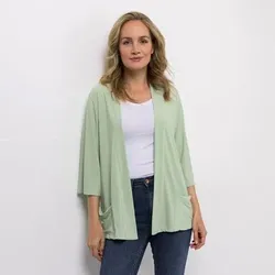 KIM & CO. Cardigan, 3/4-Arm Deluxe Brazil Knit aufgesetzte Taschen leger weit
