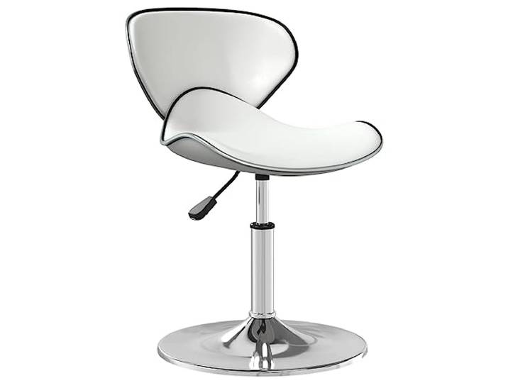 Barhocker, weiß, Kunstleder, höhenverstellbar, mit verchromter Stahlbasis Um 360° drehbarer Sitz, bequeme Polsterung, moderner Stil, vielseitig einsetzbar
