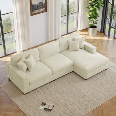 Lumibee Oversized Modern Chenille Modular Sectional Sofa with Chaise