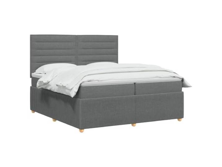 vidaXL LED Boxspringbett mit Matratze Dunkelgrau 200 x 200 cm Stoff LED-Beleuchtung für modernen Charme, Verstellhöhe des Kopfteil, Taschenfederkernmatratze für Anpassung