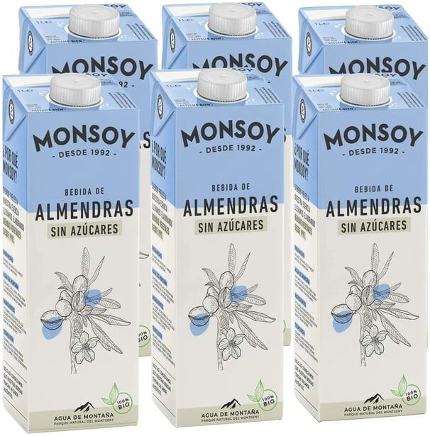 Monsoy Bebida De Amêndoa Sem Açúcar Bio 6 Unds 1 L
