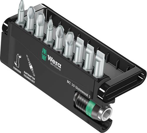 Wera 8600-9/TZ 05056375001 Bit-Set 10teilig Schlitz, Kreuzschlitz Phillips, Kreuzschlitz Pozidriv Torsionszone