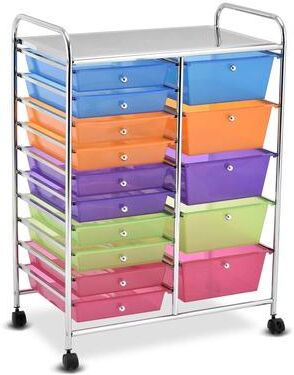 15-drawer Utility Organizer Rolling Cart with Wheels