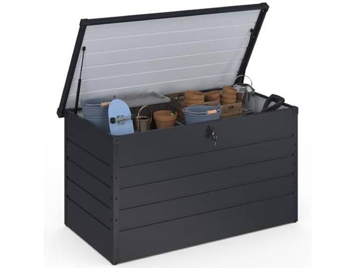IDMarket - Coffre de rangement jardin métal 810L gris anthracite Coffre verrouillable pour jardin 147x86x82 cm