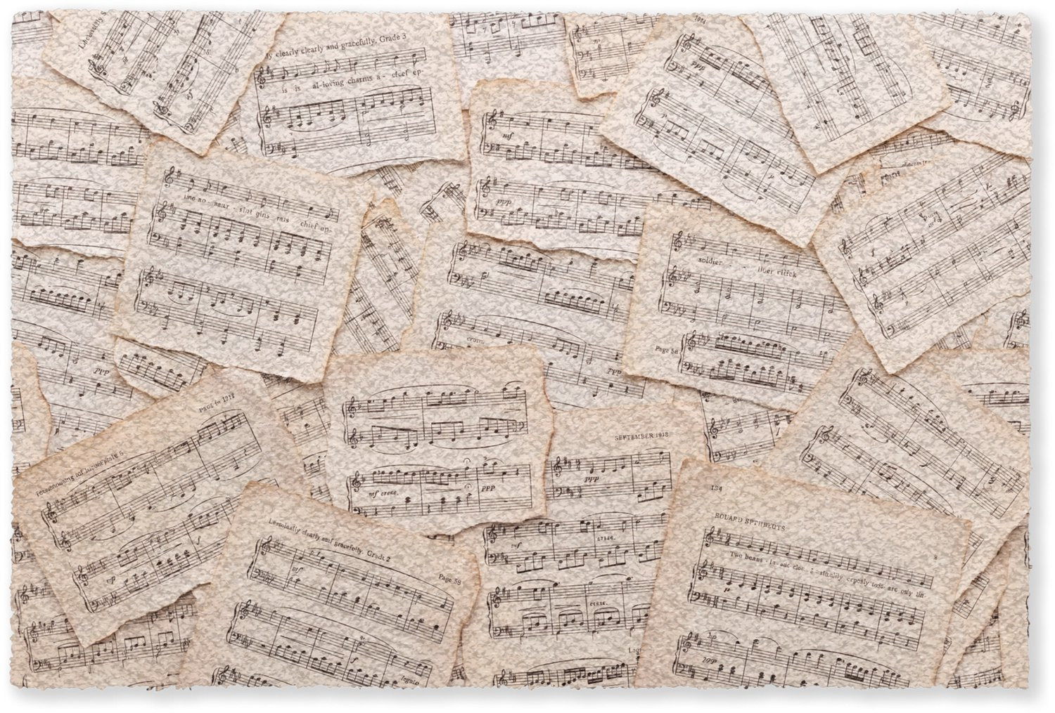MuchoWow Deurmat Bladmuziek Vintage Noten - Beige - 60 x 40 cm