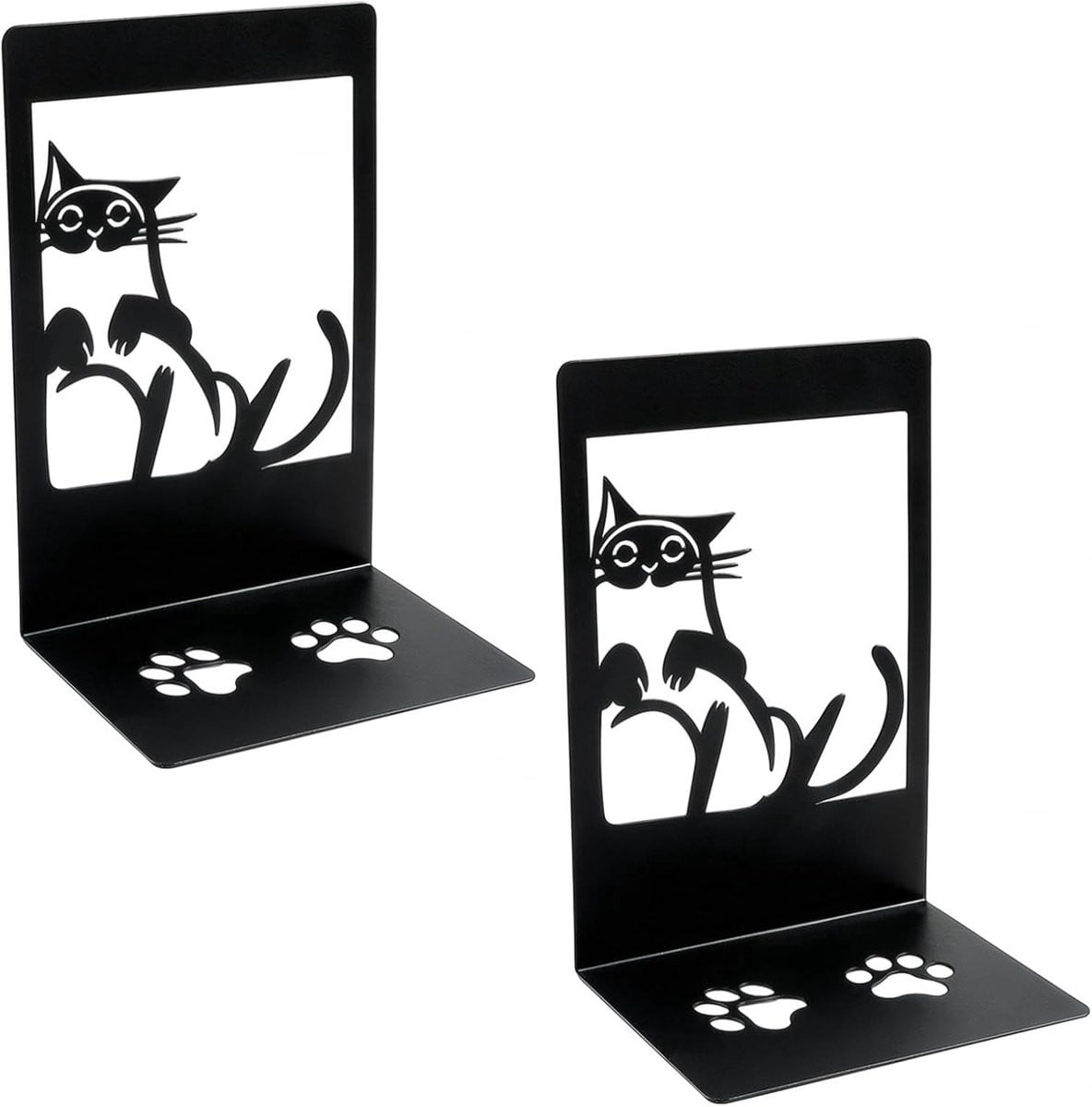 Decoratieve Katten Boekensteunen - Zwart - Hoogte: 16 cm