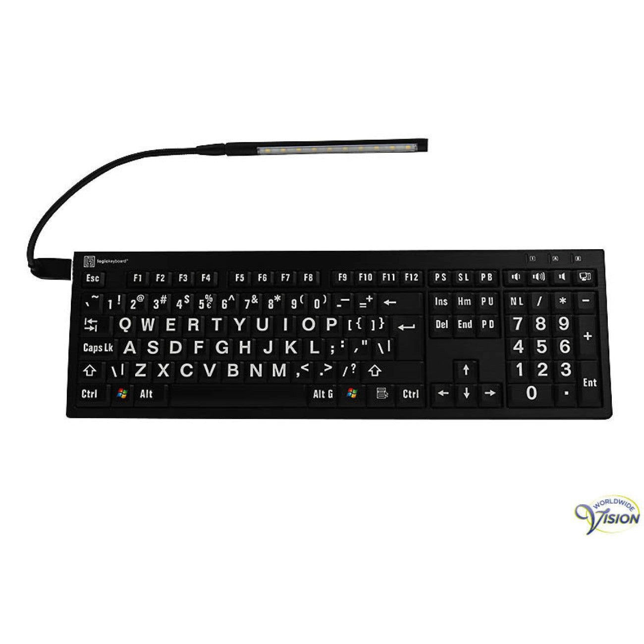 Able2 Nero XL Grootletter Toetsenbord met USB en Logiclight - Wit/Zwart