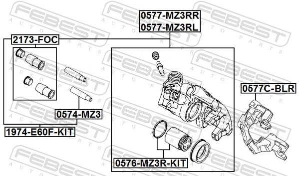 Febest Bremssattel 0577c-Blr Hinterachse Für Ford Volvo Mazda