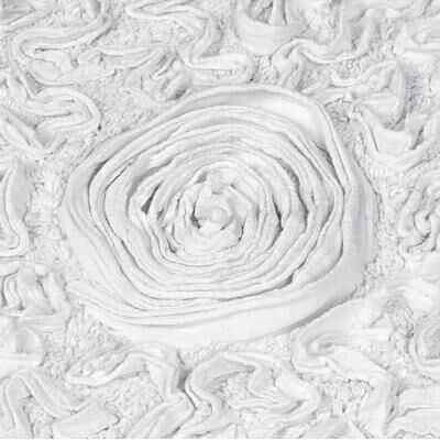 Home Weavers Inc "Bellflower Round Bath Rug 30"" Round, 30"" Round, White"