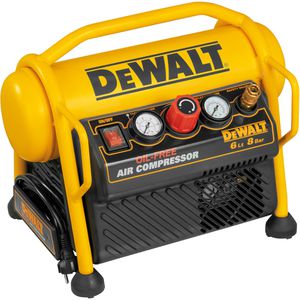 DeWalt Kompressor DPC6MRC-QS, 1100 W, 230 V, 8 bar, ölfrei, mit Druckminderer & Manometer, Kesselinhalt 6 L