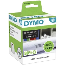 DYMO® Original Etikett für LabelWriter™, Adressen - weiss - permanent haftend, 2 x 260 Etiketten