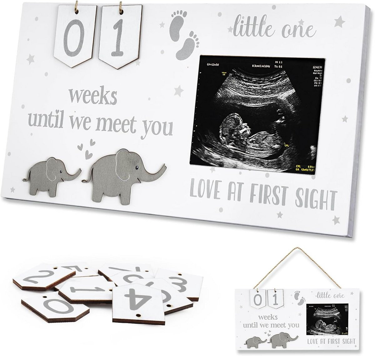 Houten Sonogram Fotolijst voor Zwangerschapsaankondiging en Baby Shower Cadeau