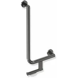 HEWI Winkelgriff mit WC-Papierrollenhalter, System 900, Edelstahl, PVD schwarzchr glzd