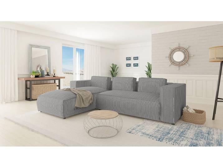 S-Style Möbel Noord - Modernes Ecksofa mit Ottomane und weichem Sitz - Hellgrau