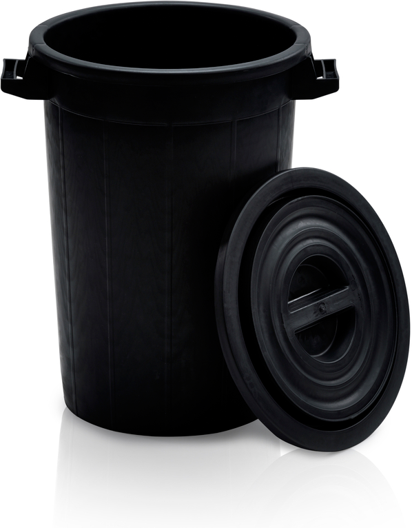 B2B Partner Kunststoffbehälter mit Deckel, 75 l, Regranulat, schwarz