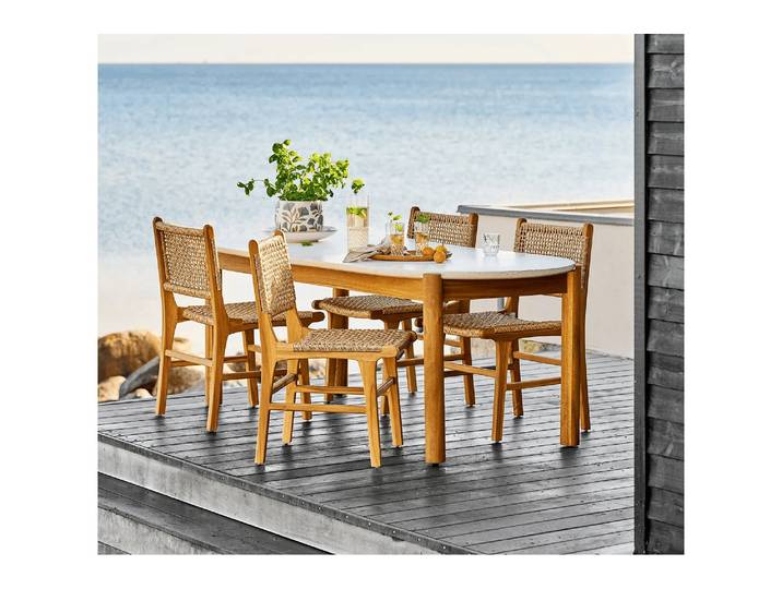 Garten Esstisch Kaldvila - aus Akazie und Terazzo - Natur - Luxusbetten24