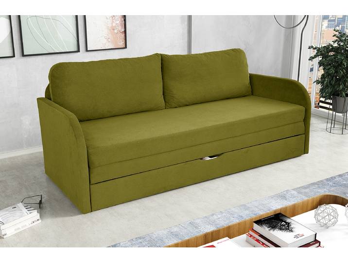 Schlafsofa Exide Grün Strukturstoff Premila 203 x 90 x 87cm Modern