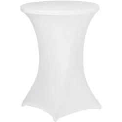 Weisse Stehtischhusse: Ø 90cm, bis 115cm Höhe, faltenfrei - Elegante Stretchhusse für Stehtische – Perfekt für Partys, Hochzeiten & Events, Edle Optik