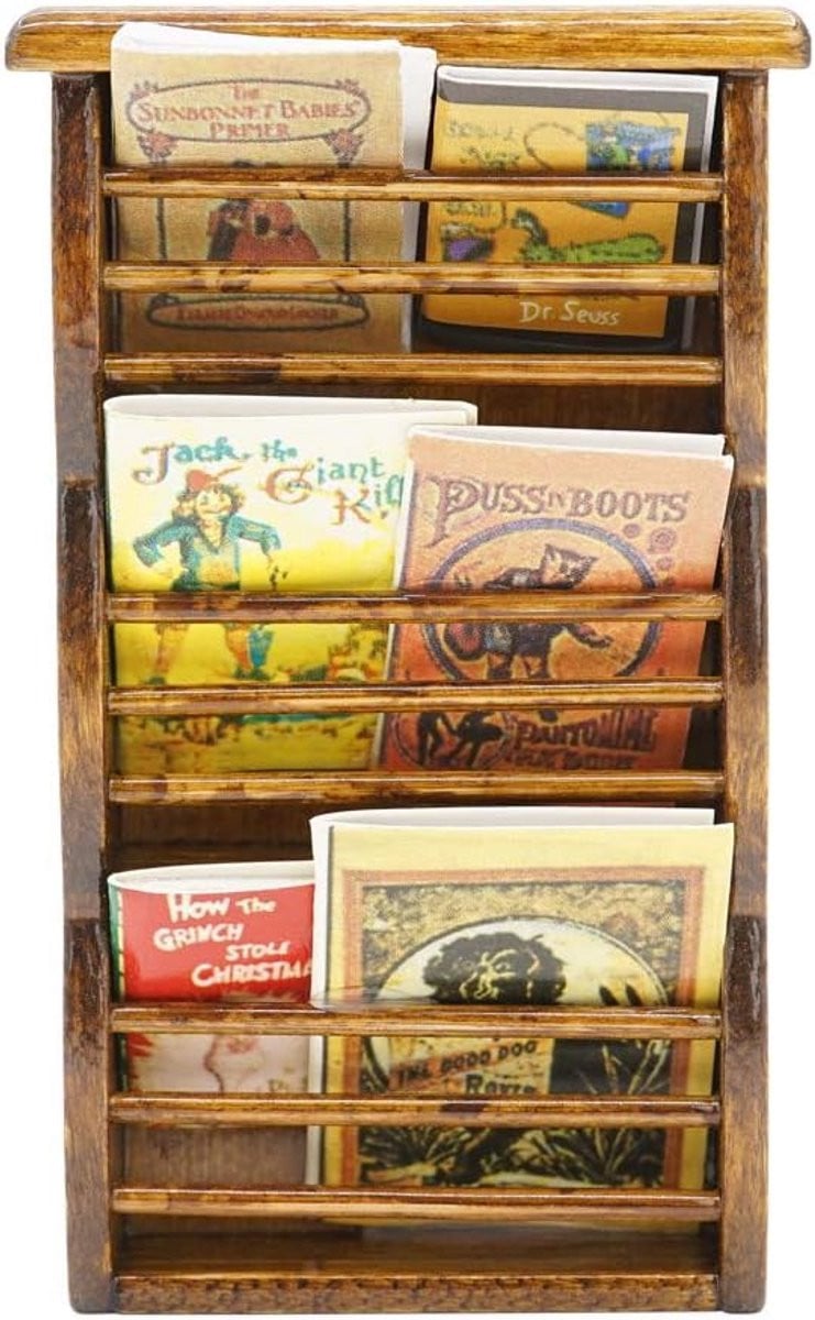Miniatuur Tijdschriftenrek voor Poppenhuis Schaal 1/12 Houten Decoratie