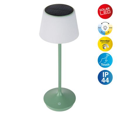 NÄVE LED Tischleuchte "Solarleuchte / Akkuleuchte "EMMI", grün, 1, Ø 13cm H: 38cm, 1 Stk., Leuchten, Solarbetrieb, Akkubetrieb, CCT, Berührungssensor, Akkutischleuchte, LED Tischleuchte