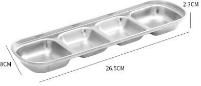Inspired Finds 304 Stainless Steel Korean Style Dinner Plate And Multifunctional Sauce Serving Dish four Squares Silver