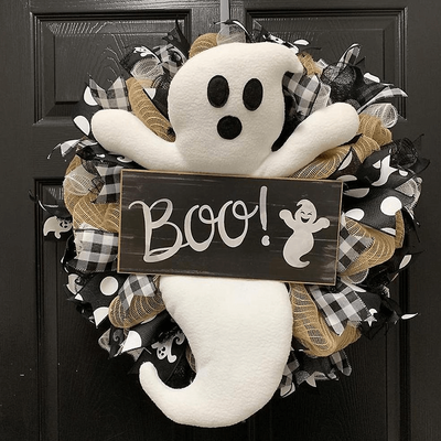 HomeDecorAndMore LLC Boo Ghost Halloween Wreath Boo Ghost Halloween Wreath