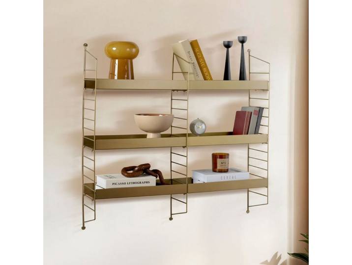 Étagère Scurelle Dmora en métal doré 98x21x100h cm