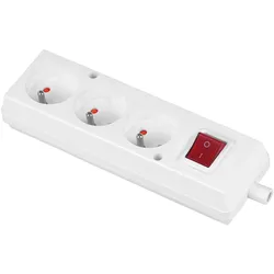Tragbare Dreifach-Steckdose 3x 250V TYP E weiß mit Schalter T-10486