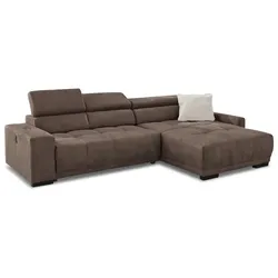 Ecksofa mit Funktion Le Mans Mikrofaser Braun Dunkelbraun