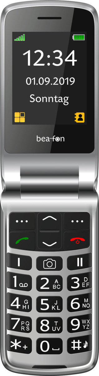 Beafon SL495 Silver Line klaptelefoon met grote knoppen, zwart-zilver