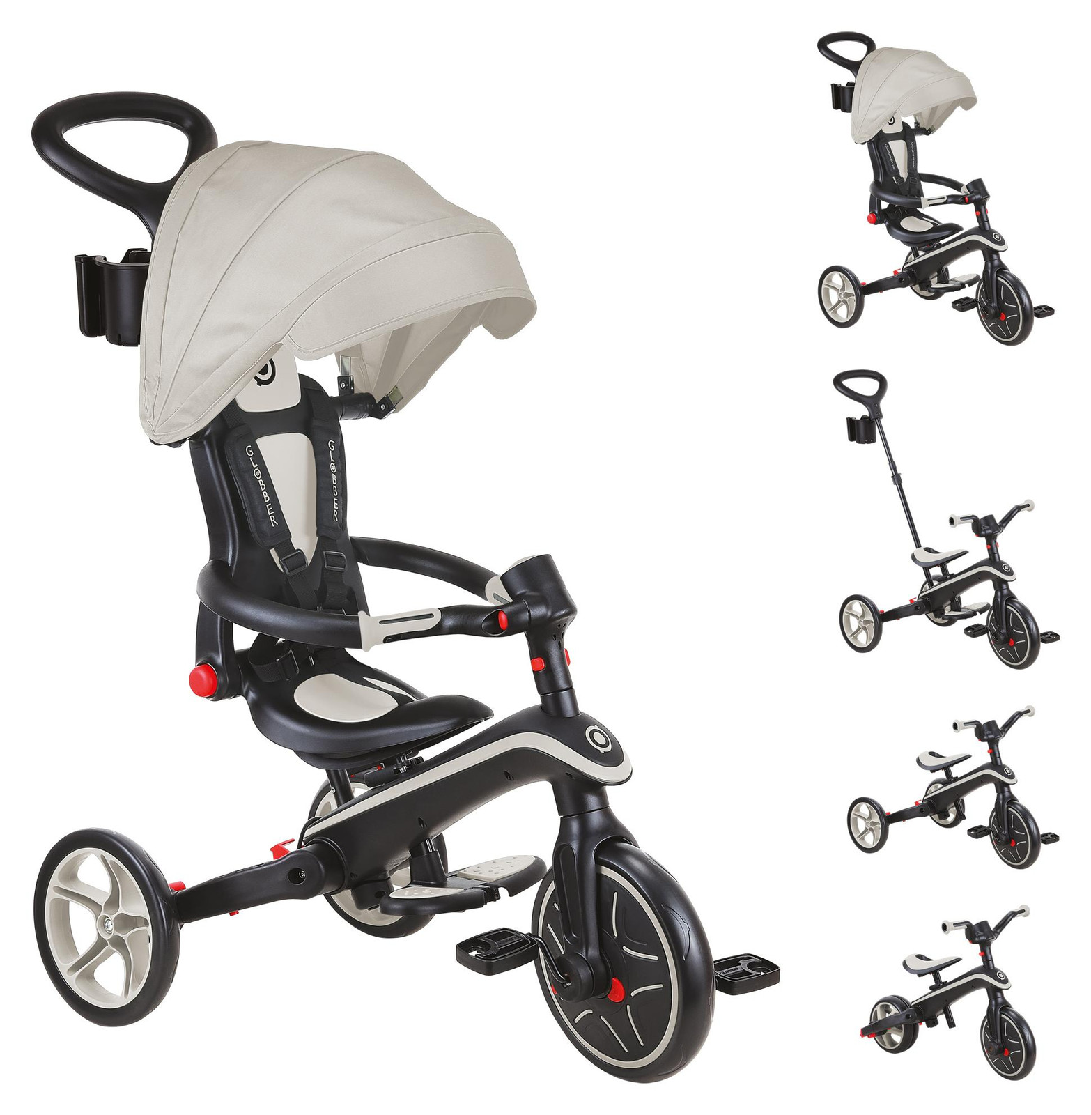 Globber Kinderdriewieler 4in1 Opvouwbaar - Taupe