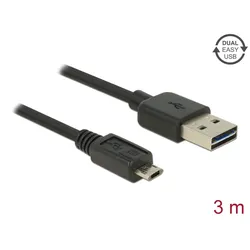 Delock Kabel EASY-USB 2.0 Typ-A Stecker > EASY-USB 2.0 Typ Micro-B Stecker 3 m schwarz