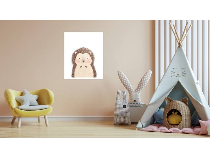 Bild mit Rahmen LÜTTENHÜTT oder Poster, Niedlicher Igel , bunt (farbe bild(er): bunt), B:50cm H:70cm T:0,2cm, Papier, Bilder, Bild mit Rahmen, HD Premium Druck