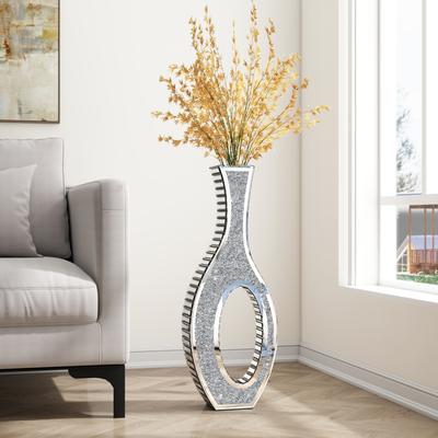 SHYFOY Glam Mirrored Floor Vase with Crushed Diamond Inlay