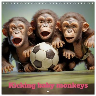 Kicking baby monkeys (Wall Calendar 2026 12 × 12 Inch) CALVENDO 12 Month Wall Calendar