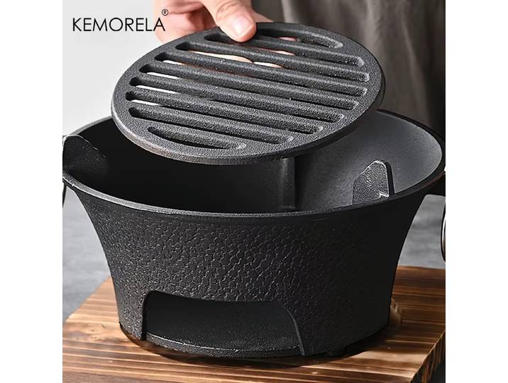 1 ensemble poêle à charbon de bois en fonte Camping en plein air Barbecue BBQ gâteau de riz poêle à charbon Portable ménage poêle à charbon japonais