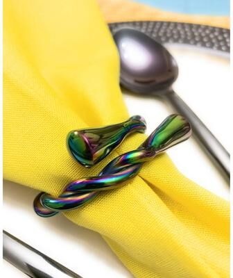 VIBHSA Modern Napkin Rings Set of 12 (Rainbow, Dishwasher Safe)